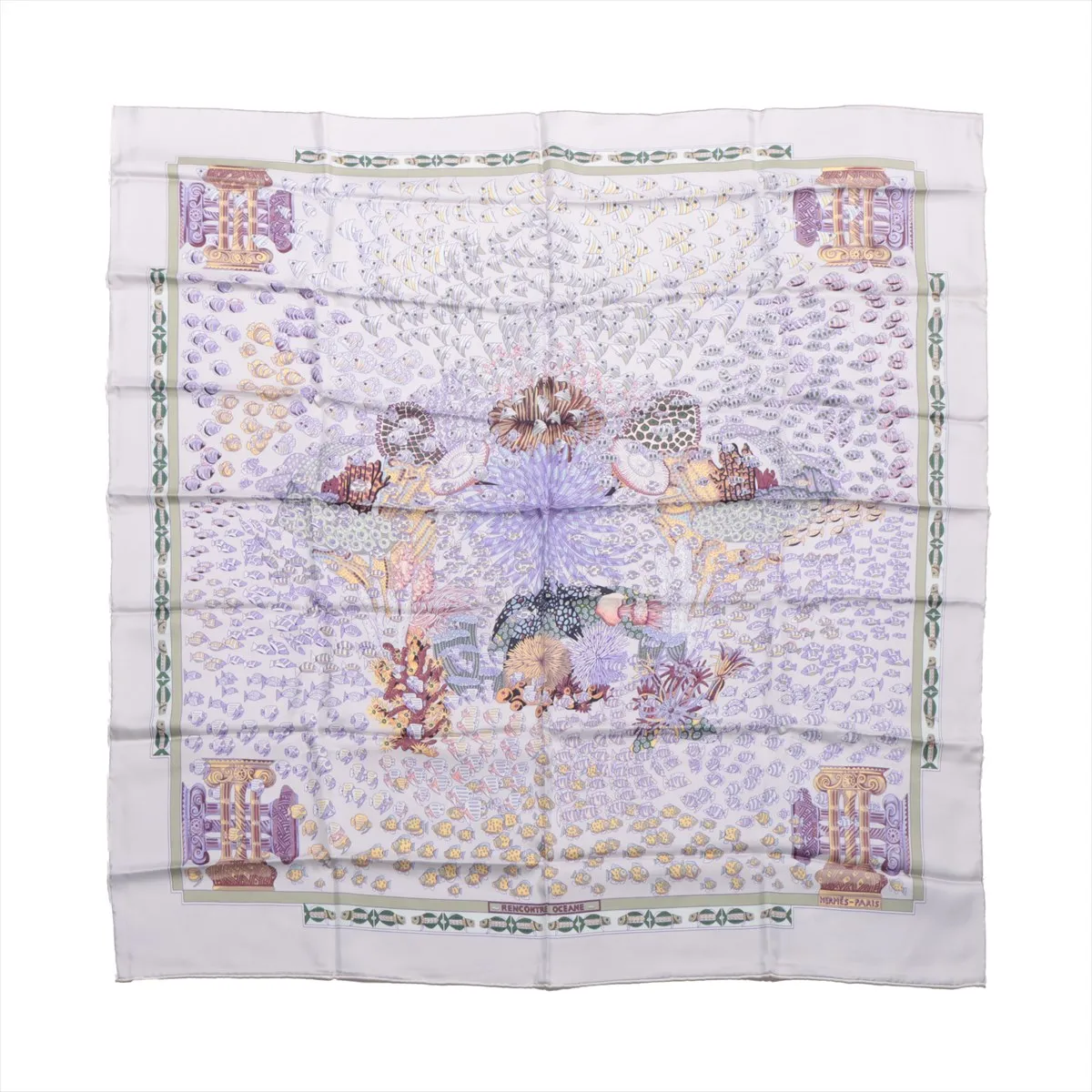 Hermès Carré 90 "RENCONTRE OCEANE" Silk handkerchief in Purple