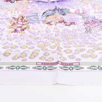 Hermès Carré 90 "RENCONTRE OCEANE" Silk handkerchief in Purple