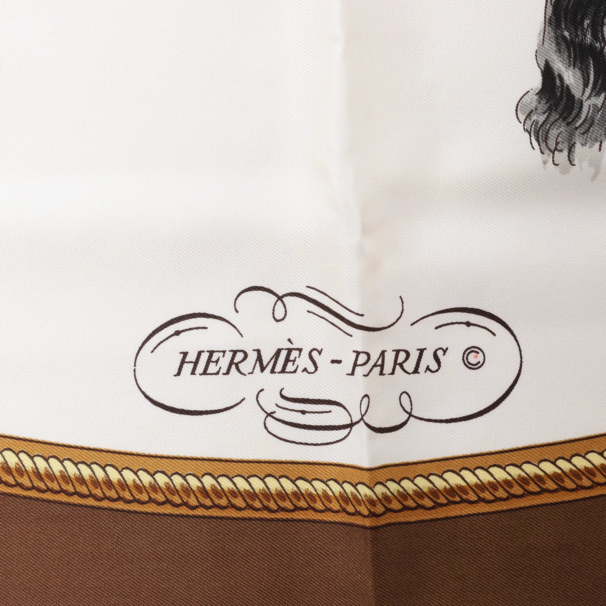 Hermès Carré 90 "REPRISE" Silk handkerchief in Brown