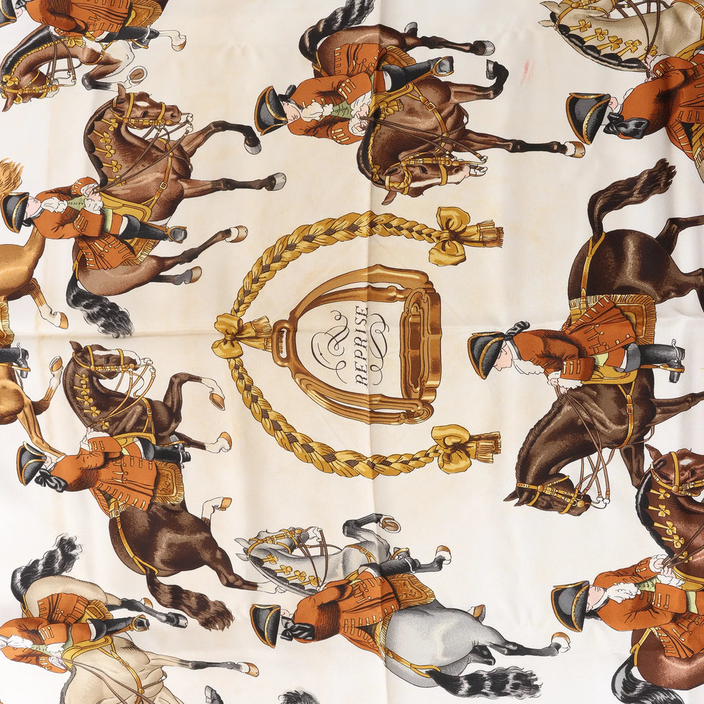 Hermès Carré 90 "REPRISE" Silk handkerchief in Brown