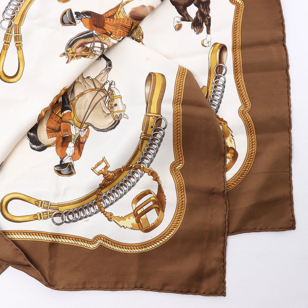Hermès Carré 90 "REPRISE" Silk handkerchief in Brown