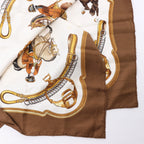 Hermès Carré 90 "REPRISE" Silk handkerchief in Brown