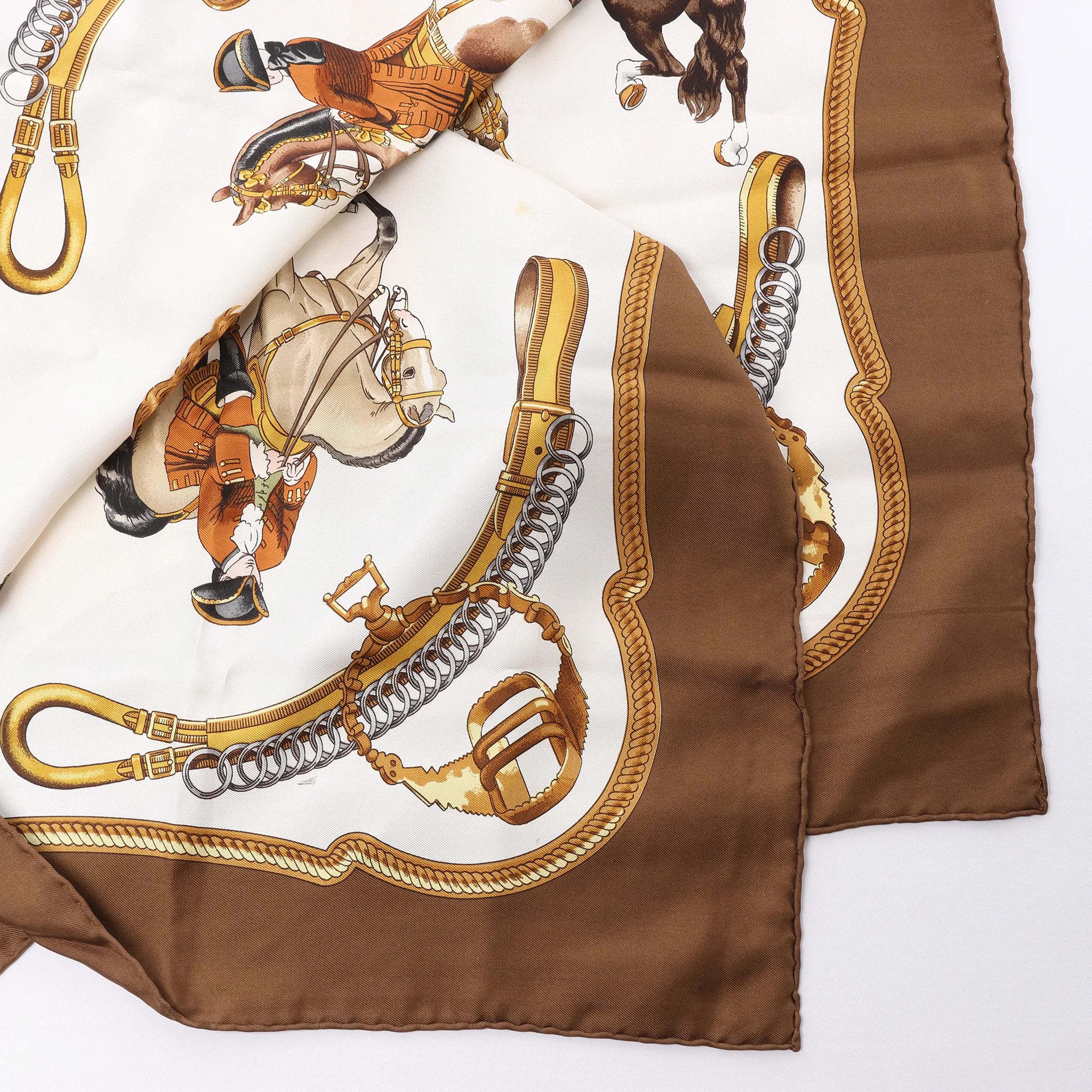 Hermès Carré 90 "REPRISE" Silk handkerchief in Brown