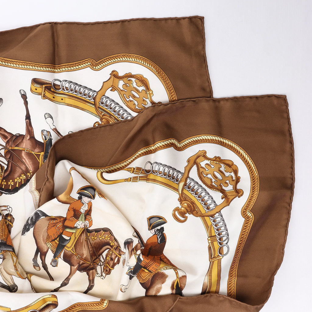 Hermès Carré 90 "REPRISE" Silk handkerchief in Brown