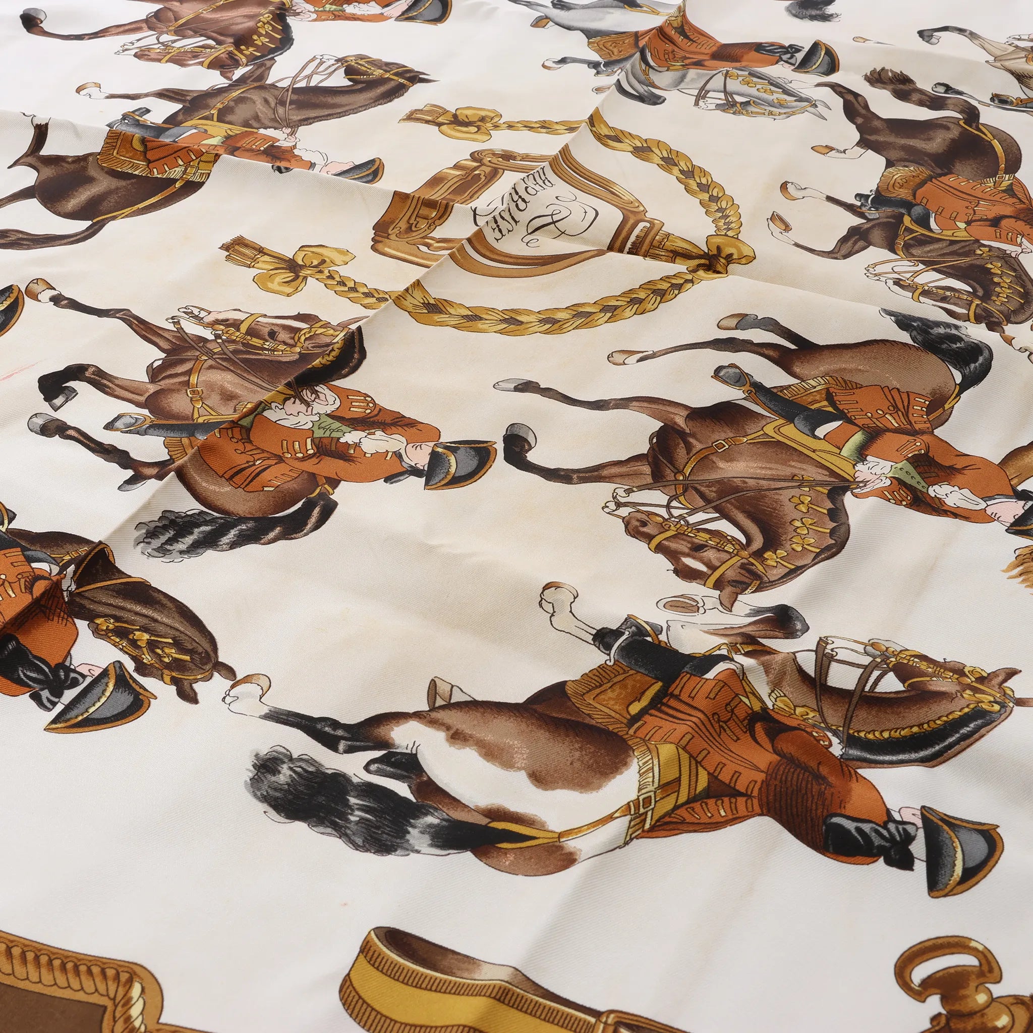 Hermès Carré 90 "REPRISE" Silk handkerchief in Brown