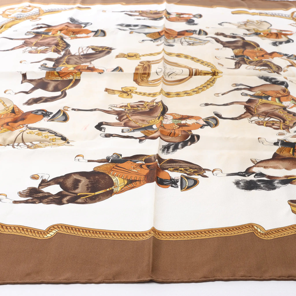 Hermès Carré 90 "REPRISE" Silk handkerchief in Brown