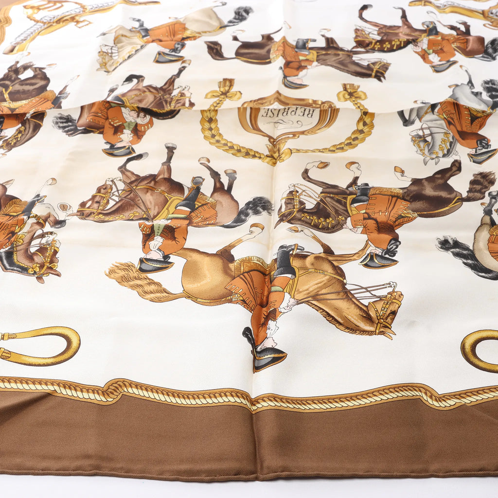 Hermès Carré 90 "REPRISE" Silk handkerchief in Brown