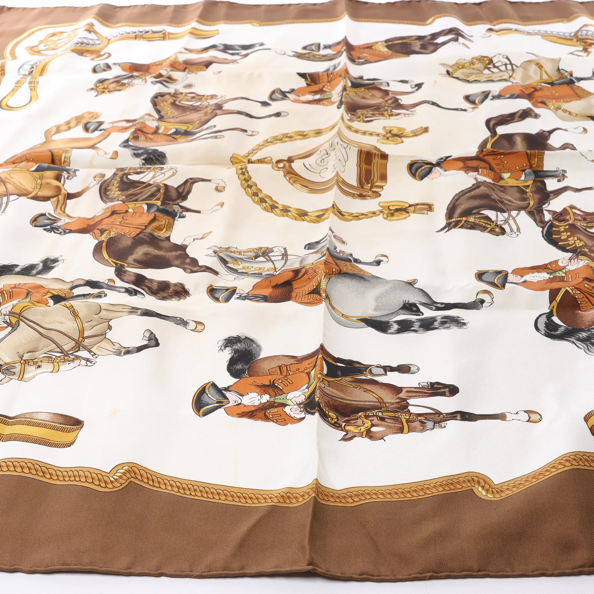 Hermès Carré 90 "REPRISE" Silk handkerchief in Brown