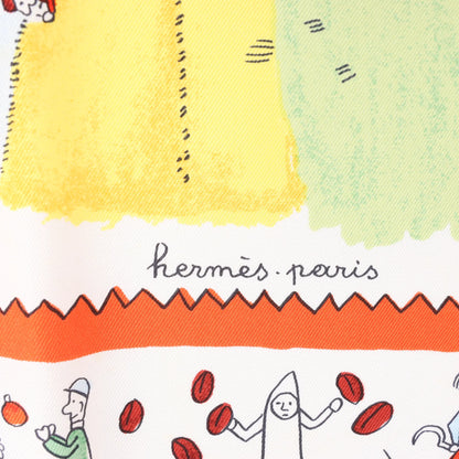 Hermès Carré 90 „RETOUR A LA TERRE“ Seidentaschentuch in Hellblau