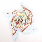 Hermès Carré 90 "RETOUR A LA TERRE" Silk handkerchief in Light Blue
