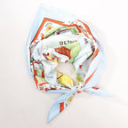 Hermès Carré 90 "RETOUR A LA TERRE" Silk handkerchief in Light Blue