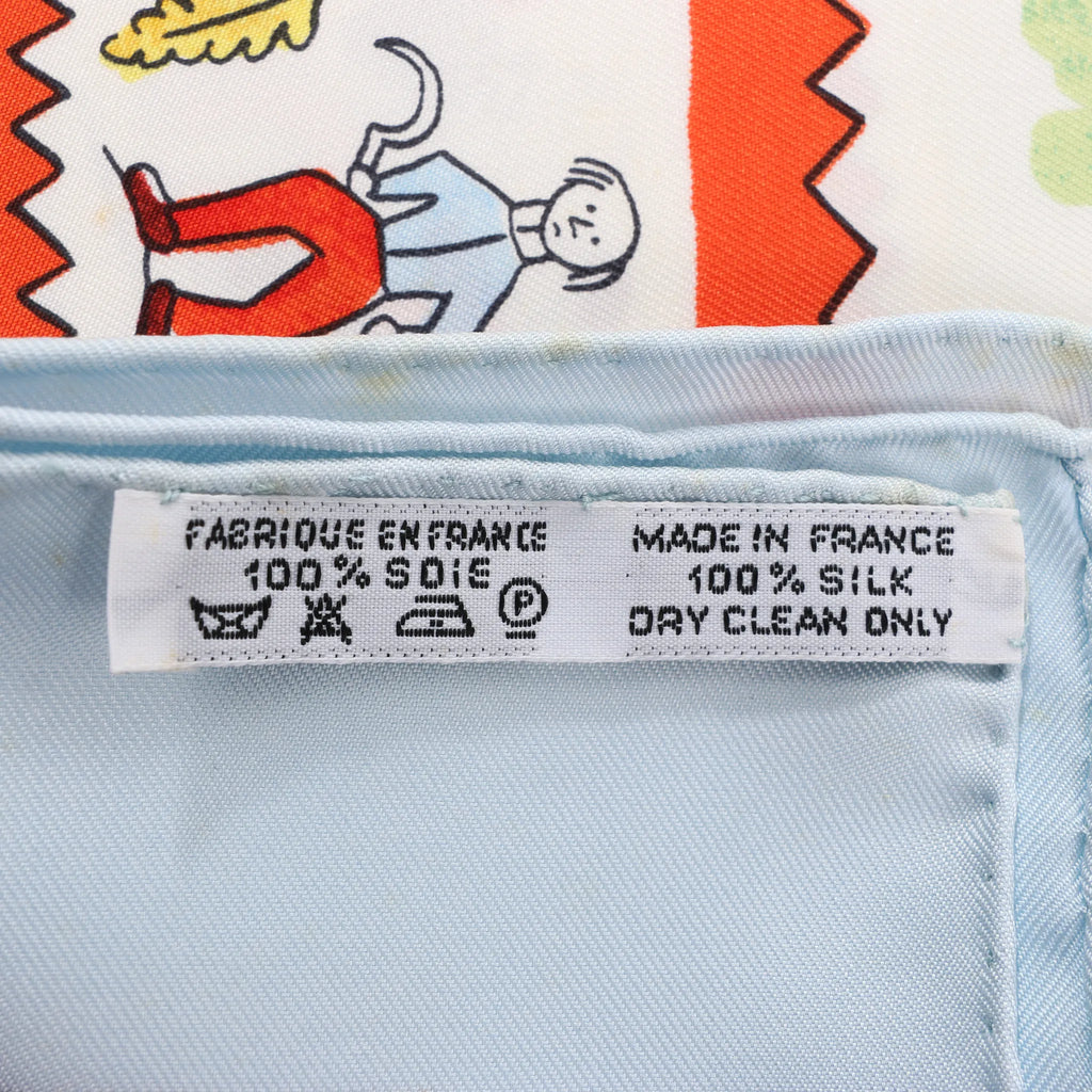 Hermès Carré 90 "RETOUR A LA TERRE" Silk handkerchief in Light Blue