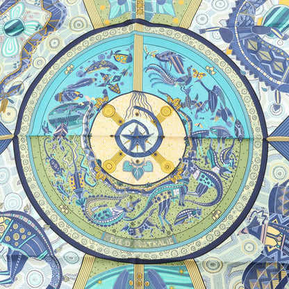 Hermès Carré 90 "REVE D’AUSTRALIE" Silk handkerchief in Blue