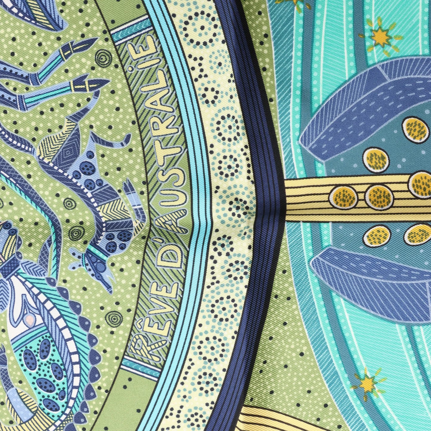 Hermès Carré 90 "REVE D’AUSTRALIE" Silk handkerchief in Blue