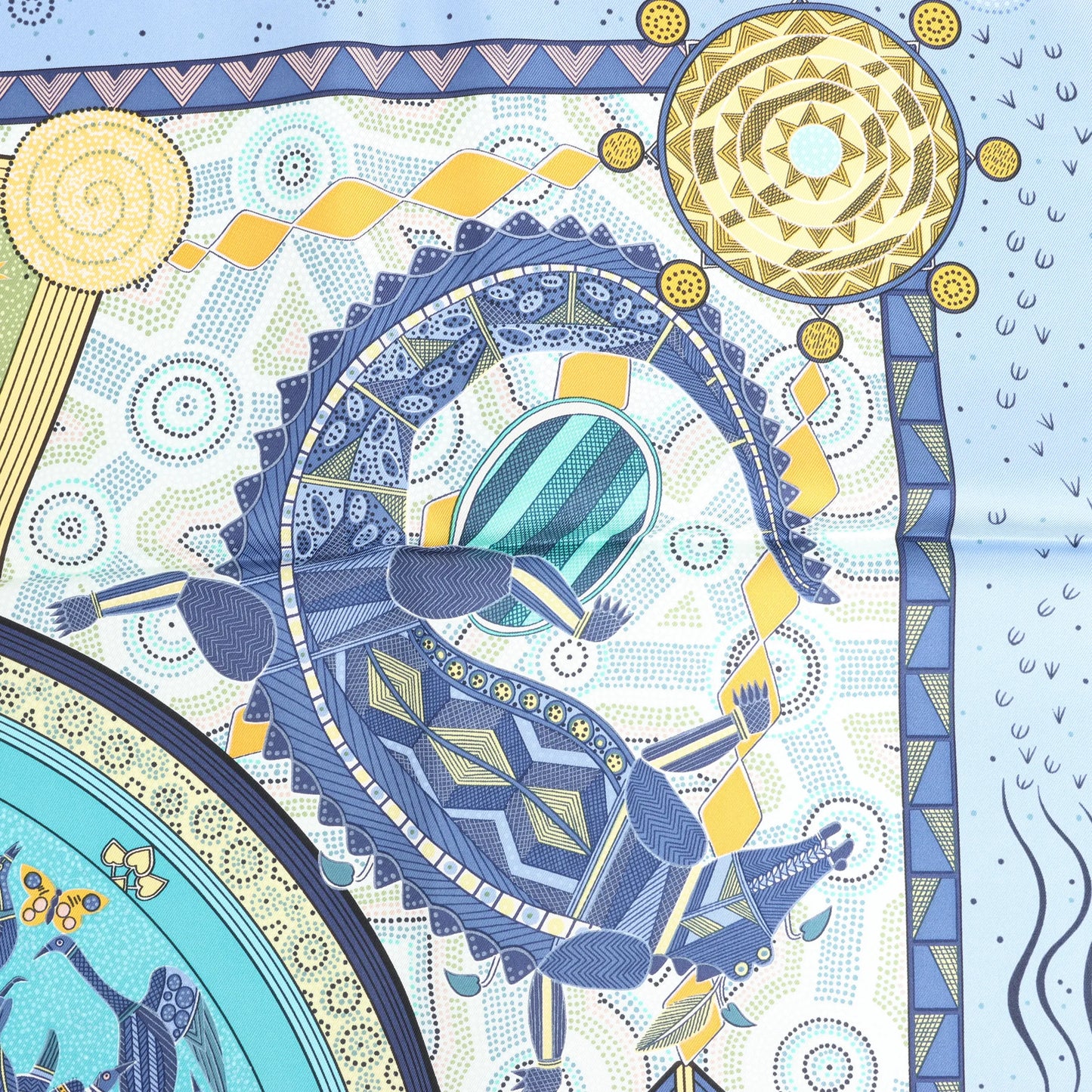 Hermès Carré 90 "REVE D’AUSTRALIE" Silk handkerchief in Blue