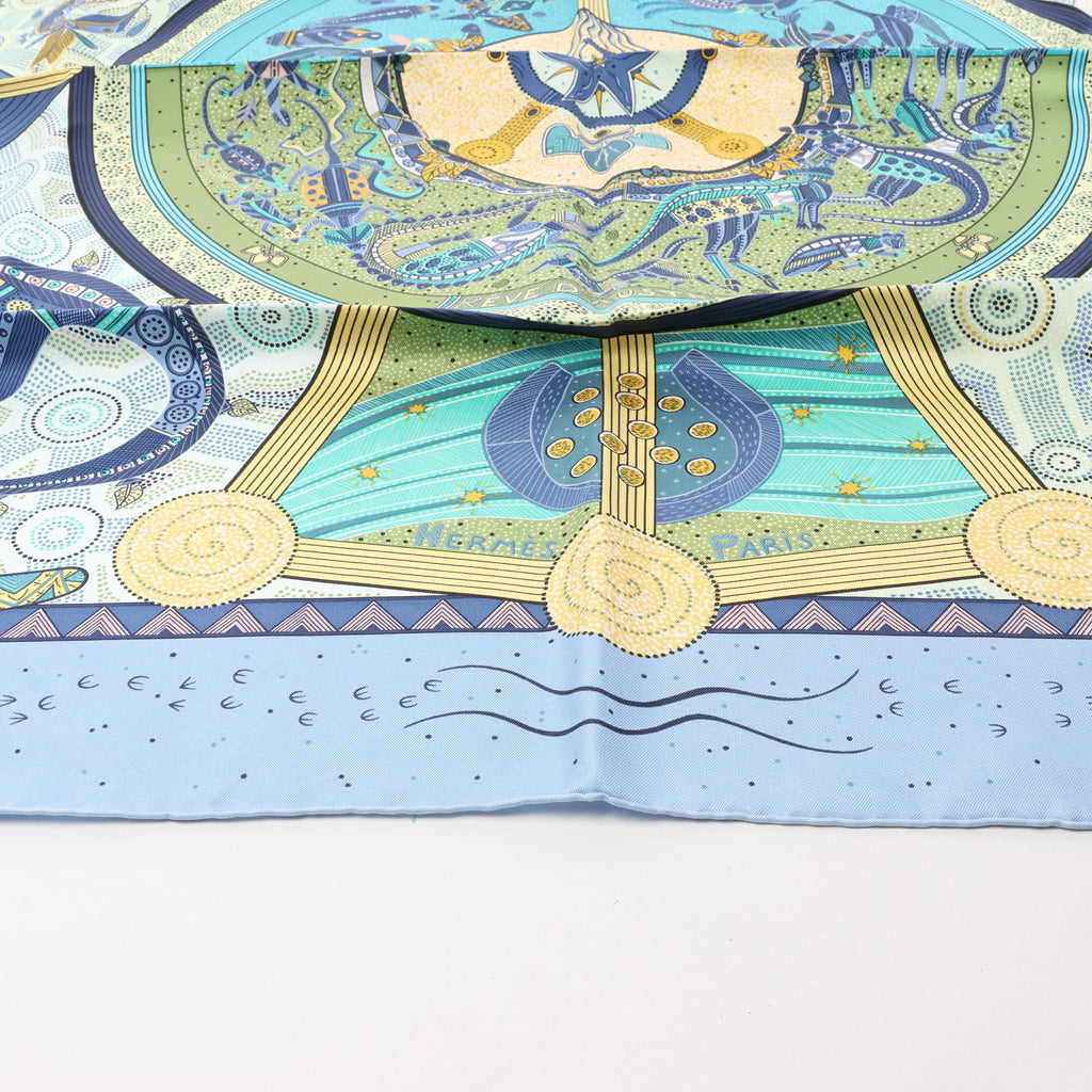Hermès Carré 90 "REVE D’AUSTRALIE" Silk handkerchief in Blue