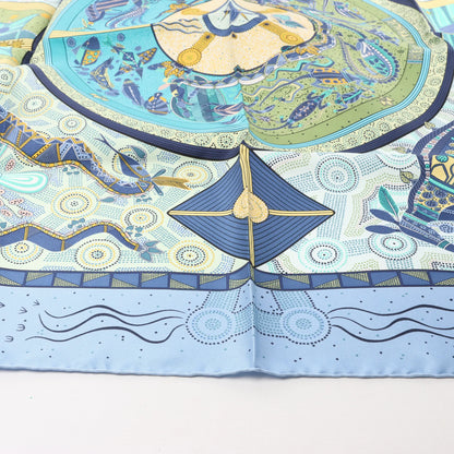 Hermès Carré 90 "REVE D’AUSTRALIE" Silk handkerchief in Blue