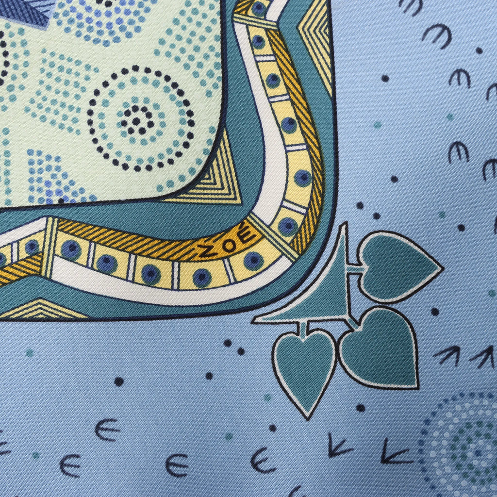 Hermès Carré 90 "REVE D’AUSTRALIE" Silk handkerchief in Blue