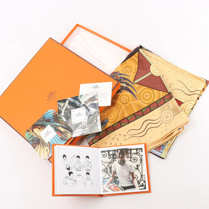 Hermès Carré 90 "REVE D’AUSTRALIE" Silk handkerchief in Beige