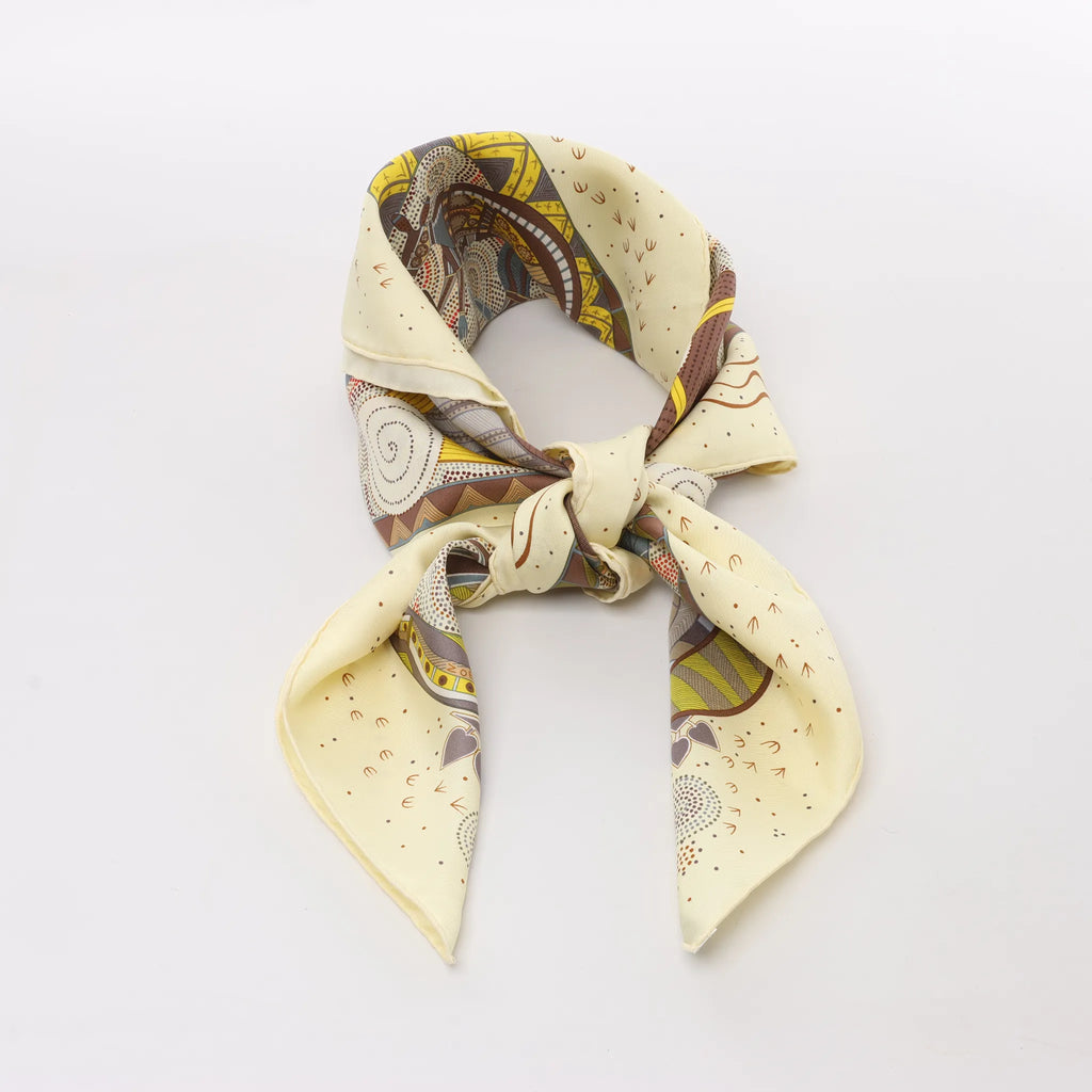 Hermès Carré 90 "REVE D’AUSTRALIE" Silk handkerchief in Beige