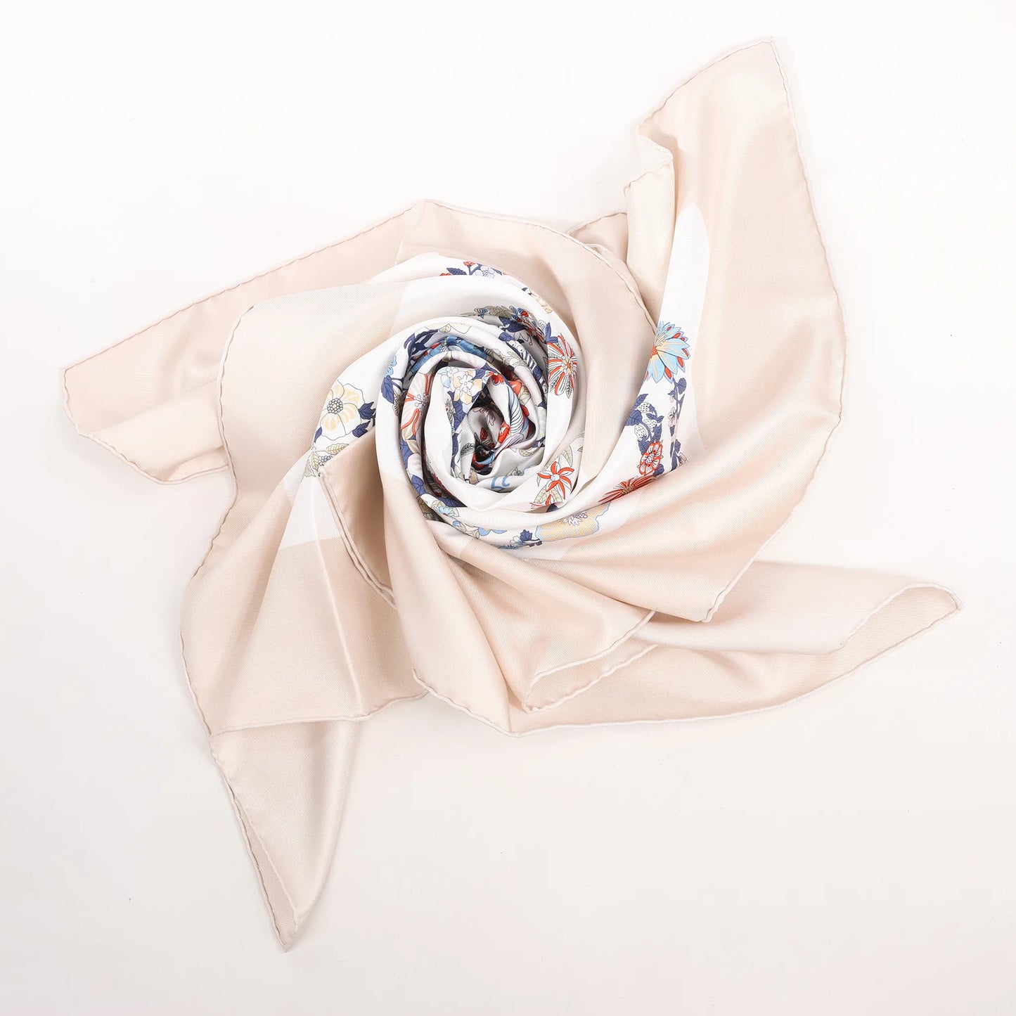 Hermès Carré 90 "BRIDES DE GALA EN FLEURS" Silk handkerchief in Beige