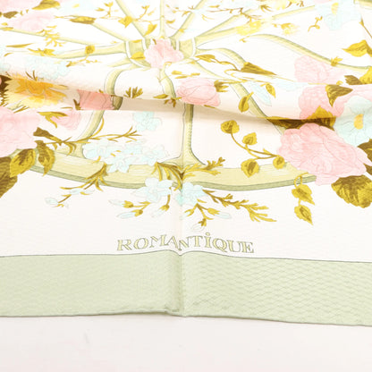 Hermès Carré 90 „ROMANTIQUE“ Seidentaschentuch in Grün