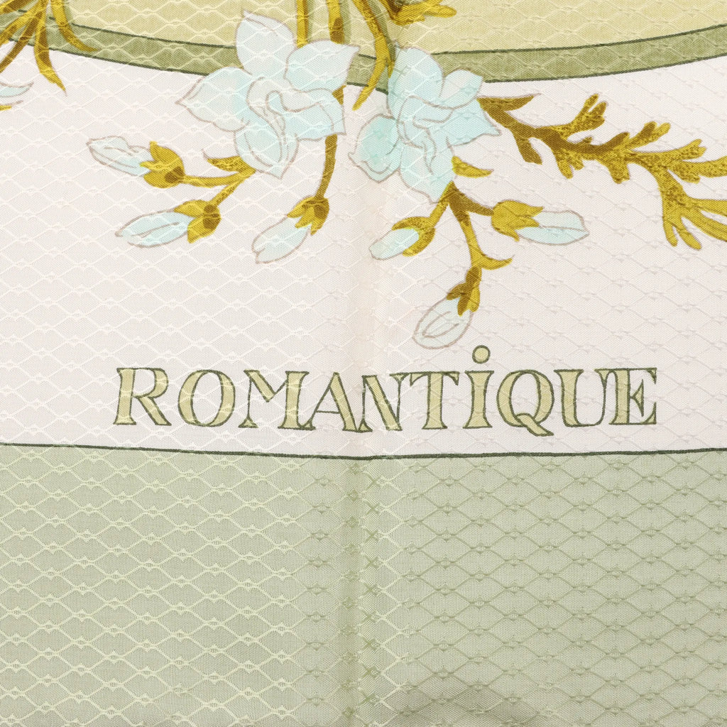 Hermès Carré 90 "ROMANTIQUE" Silk handkerchief in Green