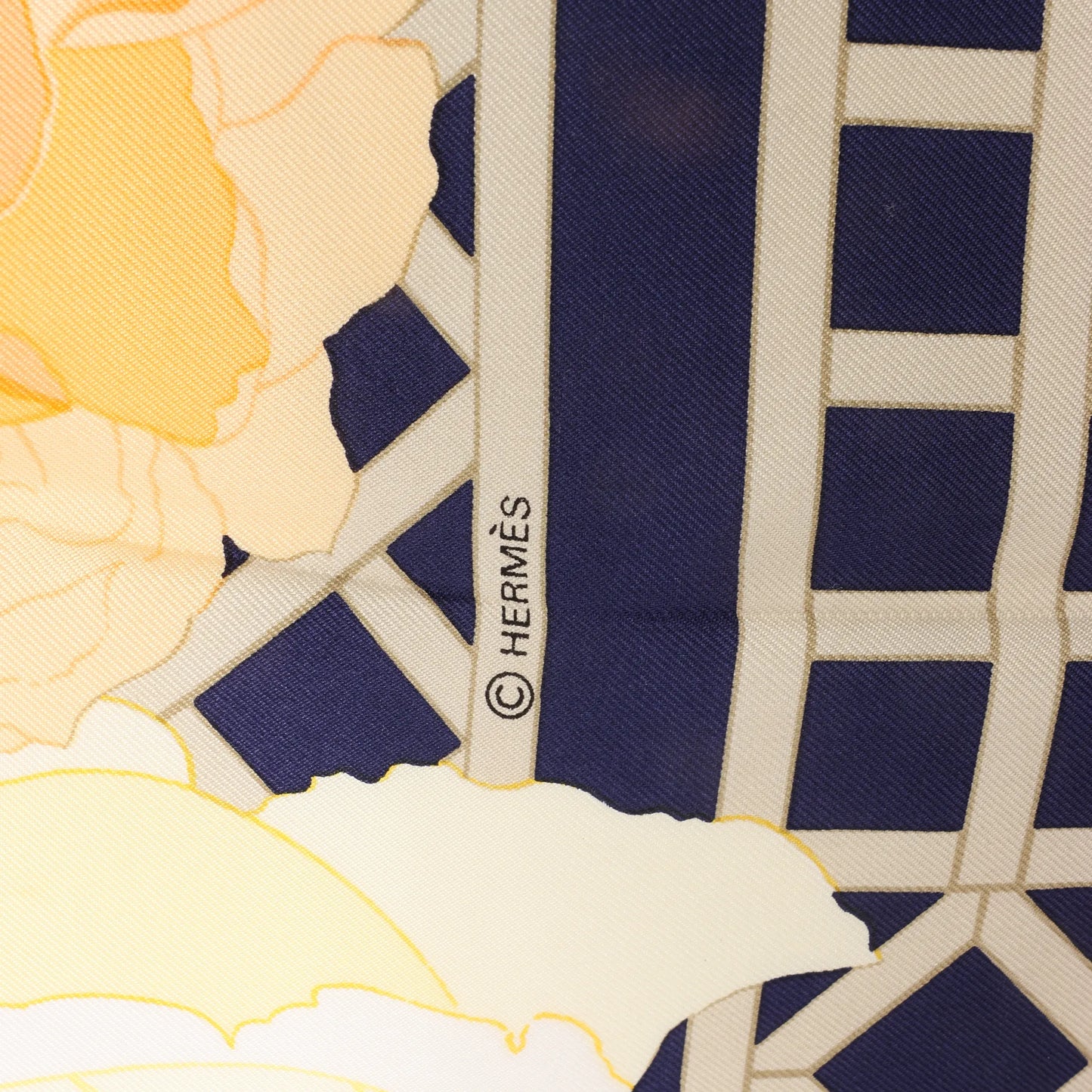 Hermès Carré 90 "ROSERAIE" Silk handkerchief in Yellow