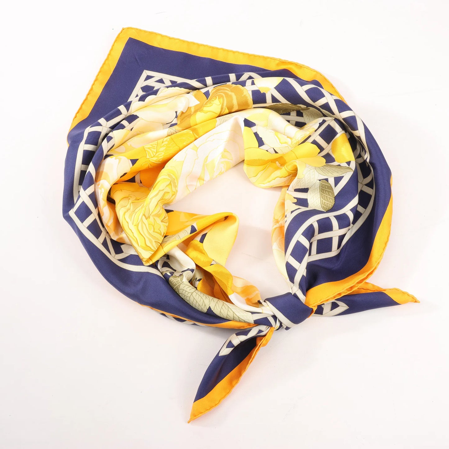 Hermès Carré 90 "ROSERAIE" Silk handkerchief in Yellow