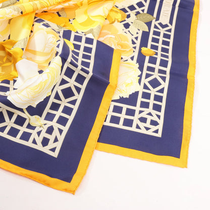 Hermès Carré 90 "ROSERAIE" Silk handkerchief in Yellow