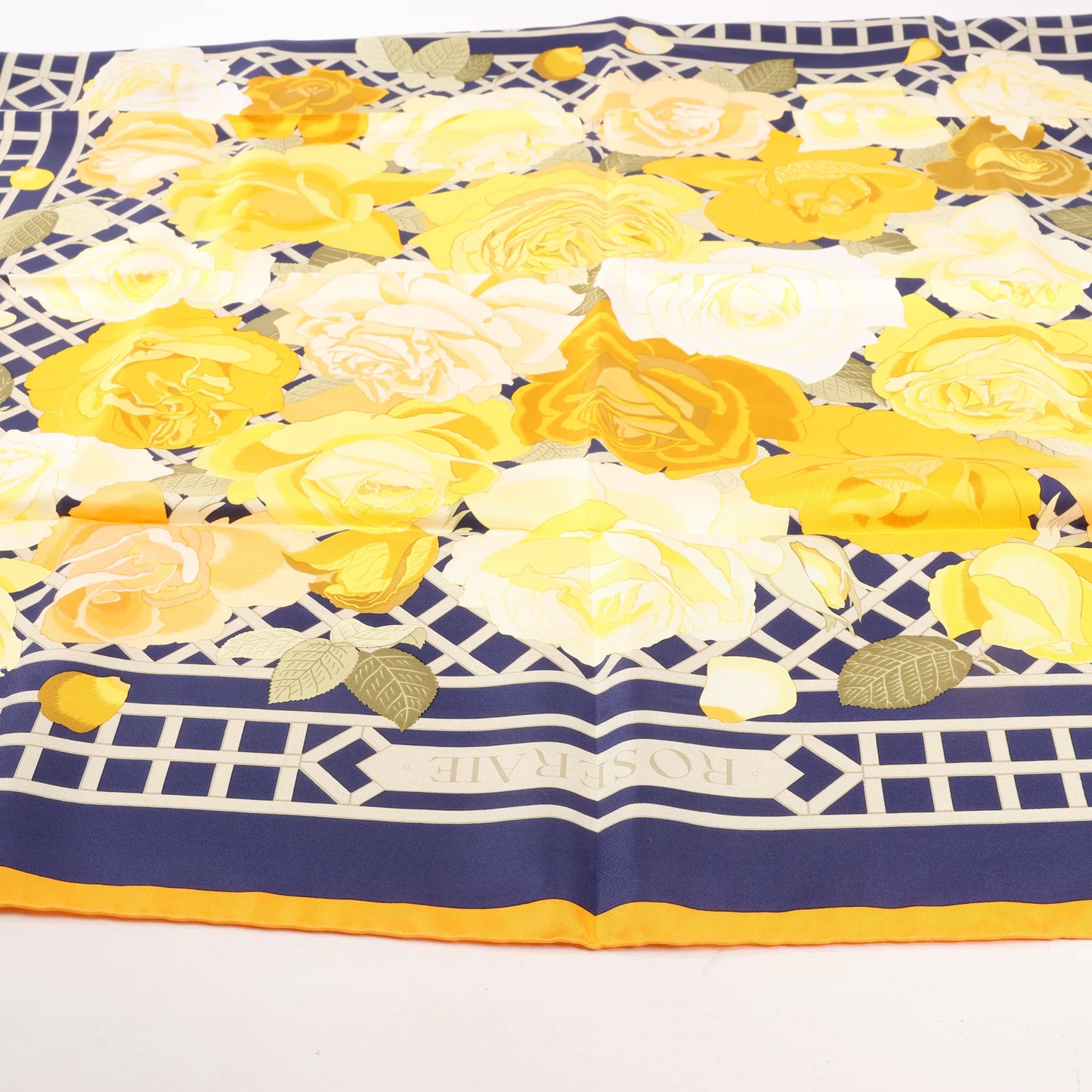 Hermès Carré 90 "ROSERAIE" Silk handkerchief in Yellow