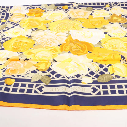 Hermès Carré 90 "ROSERAIE" Silk handkerchief in Yellow