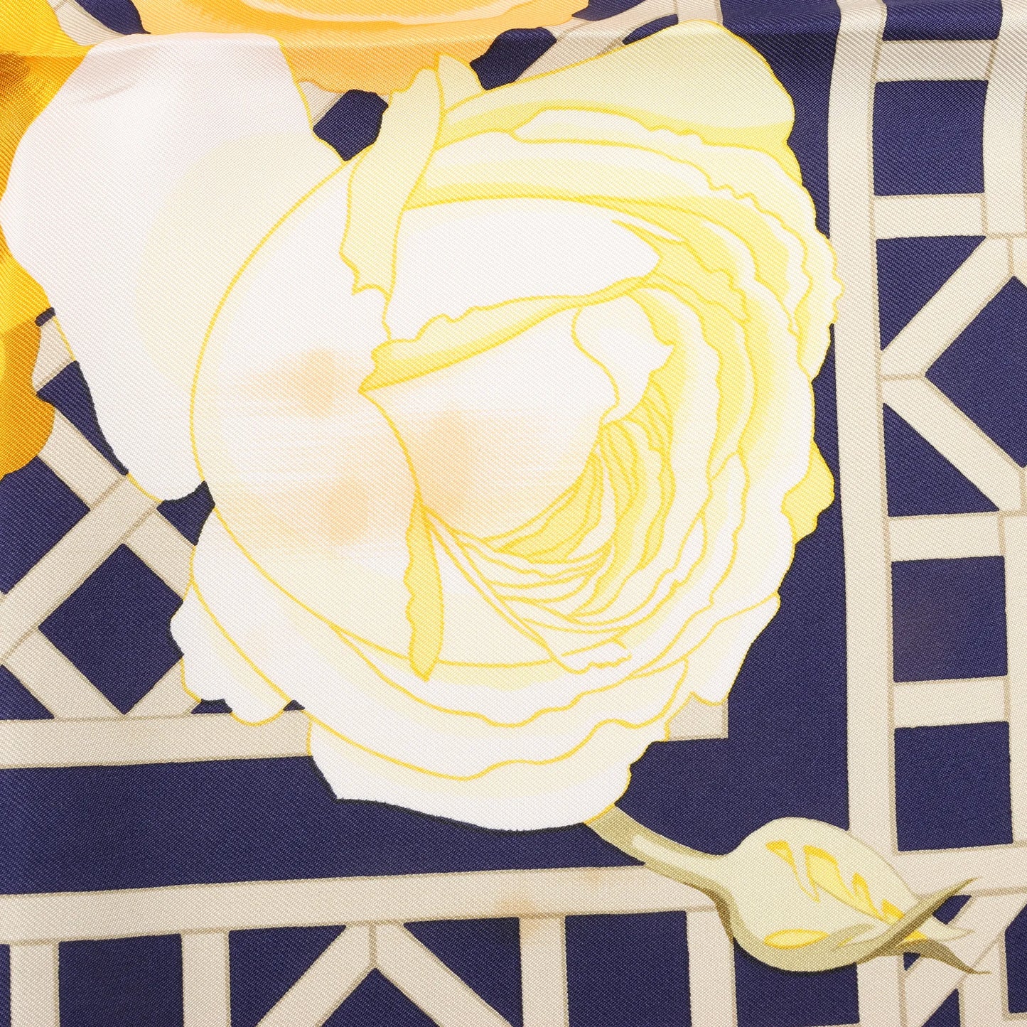 Hermès Carré 90 "ROSERAIE" Silk handkerchief in Yellow