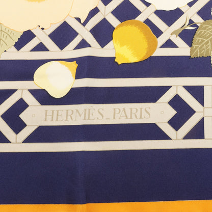 Hermès Carré 90 "ROSERAIE" Silk handkerchief in Yellow