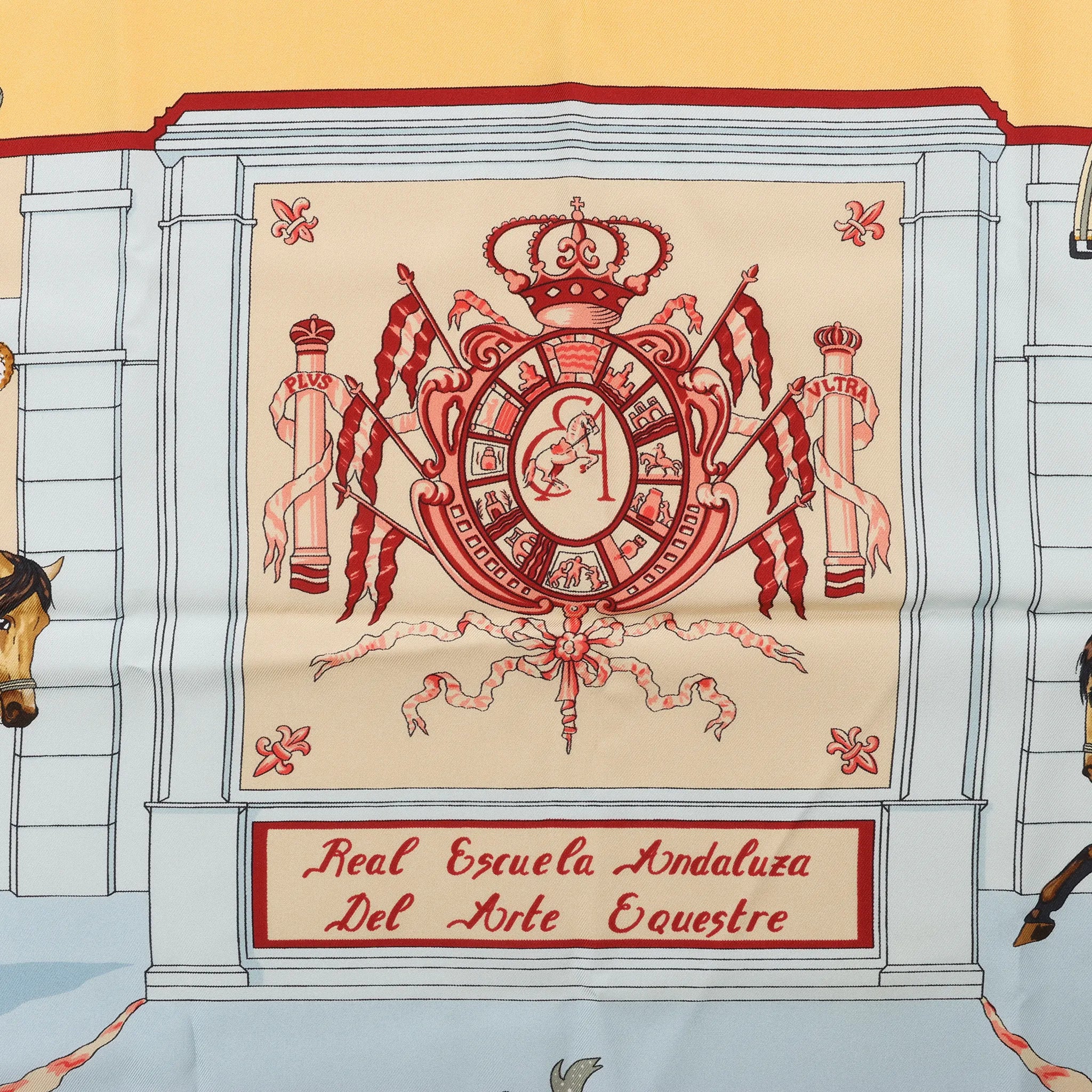 Hermès Carré 90 "Real Escuela Andaluza Del Arte Ecuestre" Silk handkerchief in Yellow