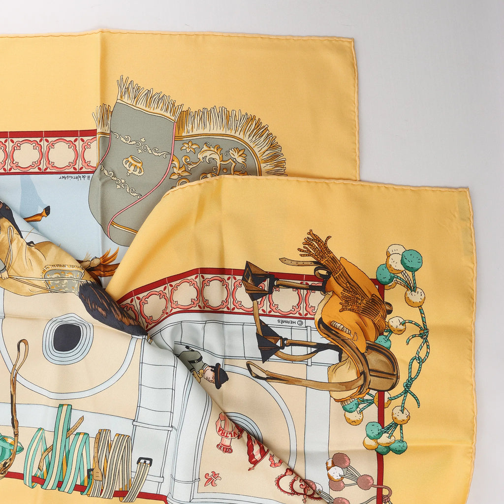 Hermès Carré 90 "Real Escuela Andaluza Del Arte Ecuestre" Silk handkerchief in Yellow