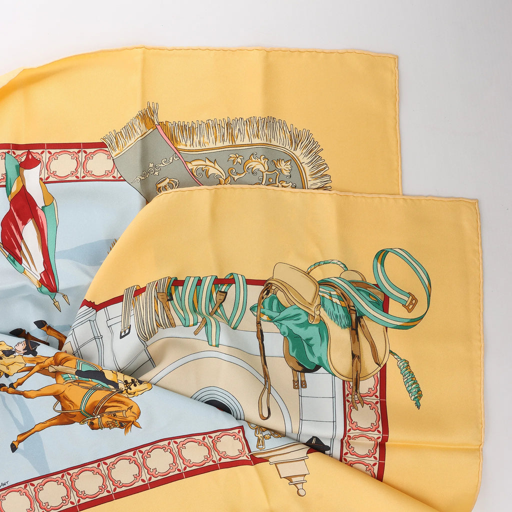 Hermès Carré 90 "Real Escuela Andaluza Del Arte Ecuestre" Silk handkerchief in Yellow
