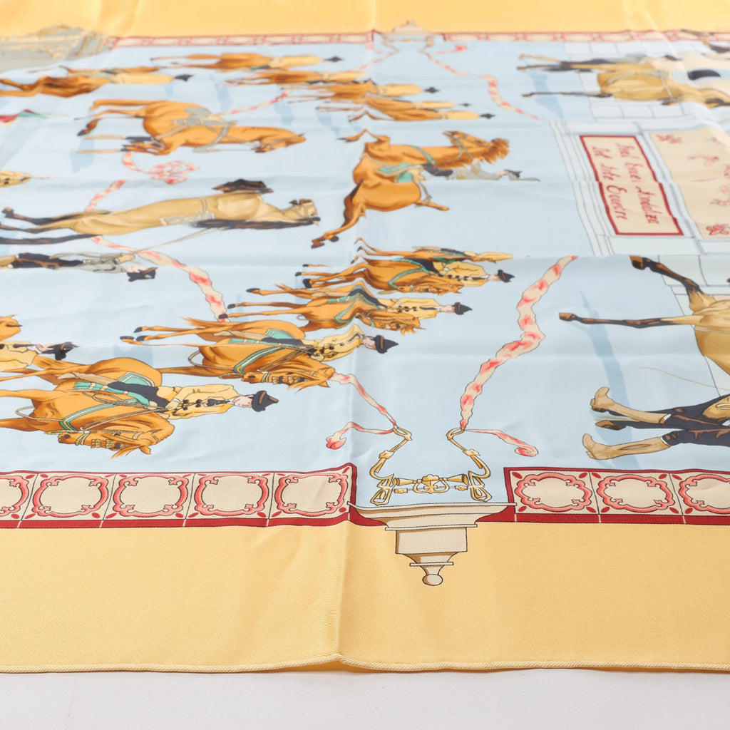 Hermès Carré 90 "Real Escuela Andaluza Del Arte Ecuestre" Silk handkerchief in Yellow