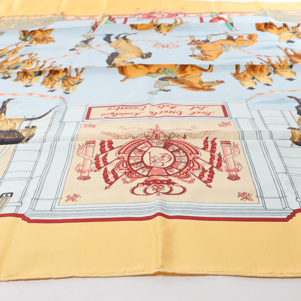 Hermès Carré 90 "Real Escuela Andaluza Del Arte Ecuestre" Silk handkerchief in Yellow