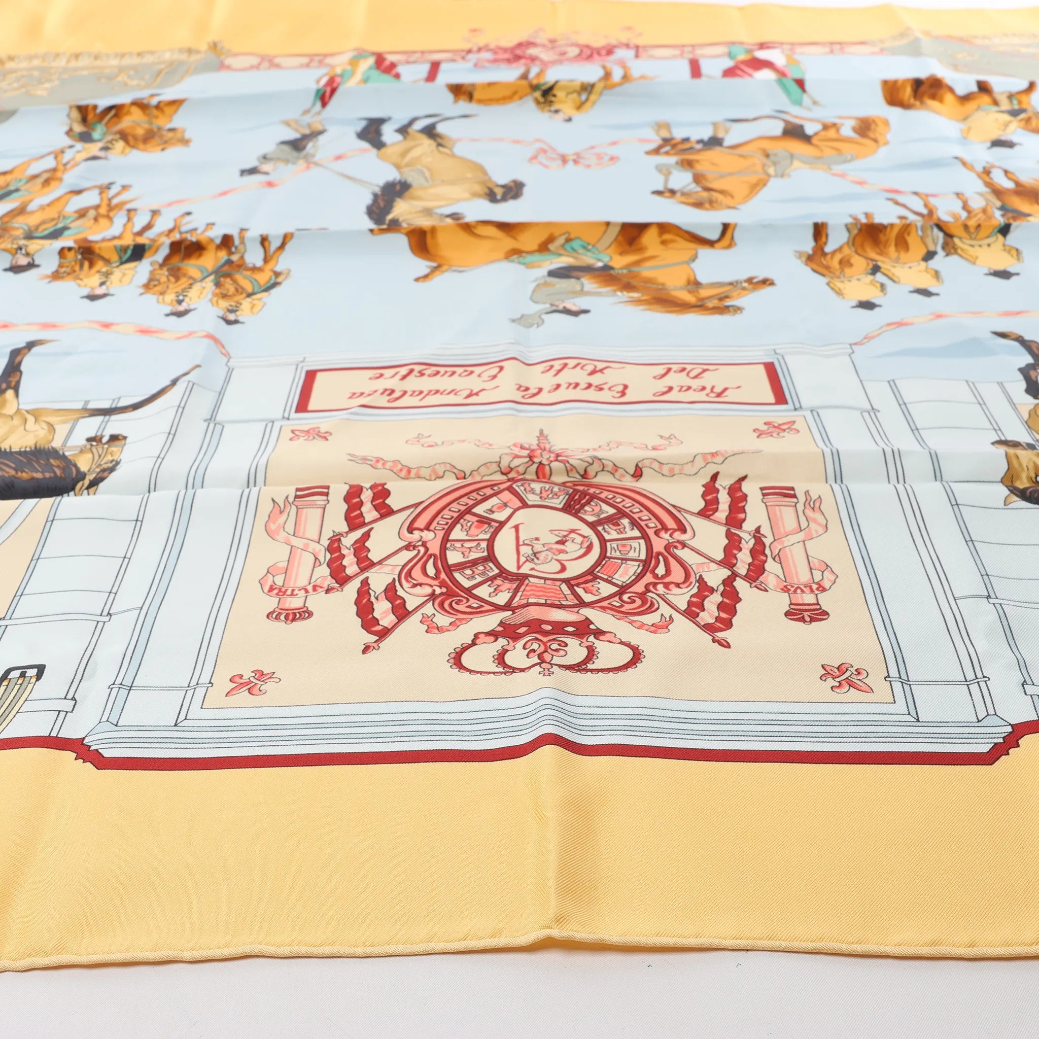 Hermès Carré 90 "Real Escuela Andaluza Del Arte Ecuestre" Silk handkerchief in Yellow
