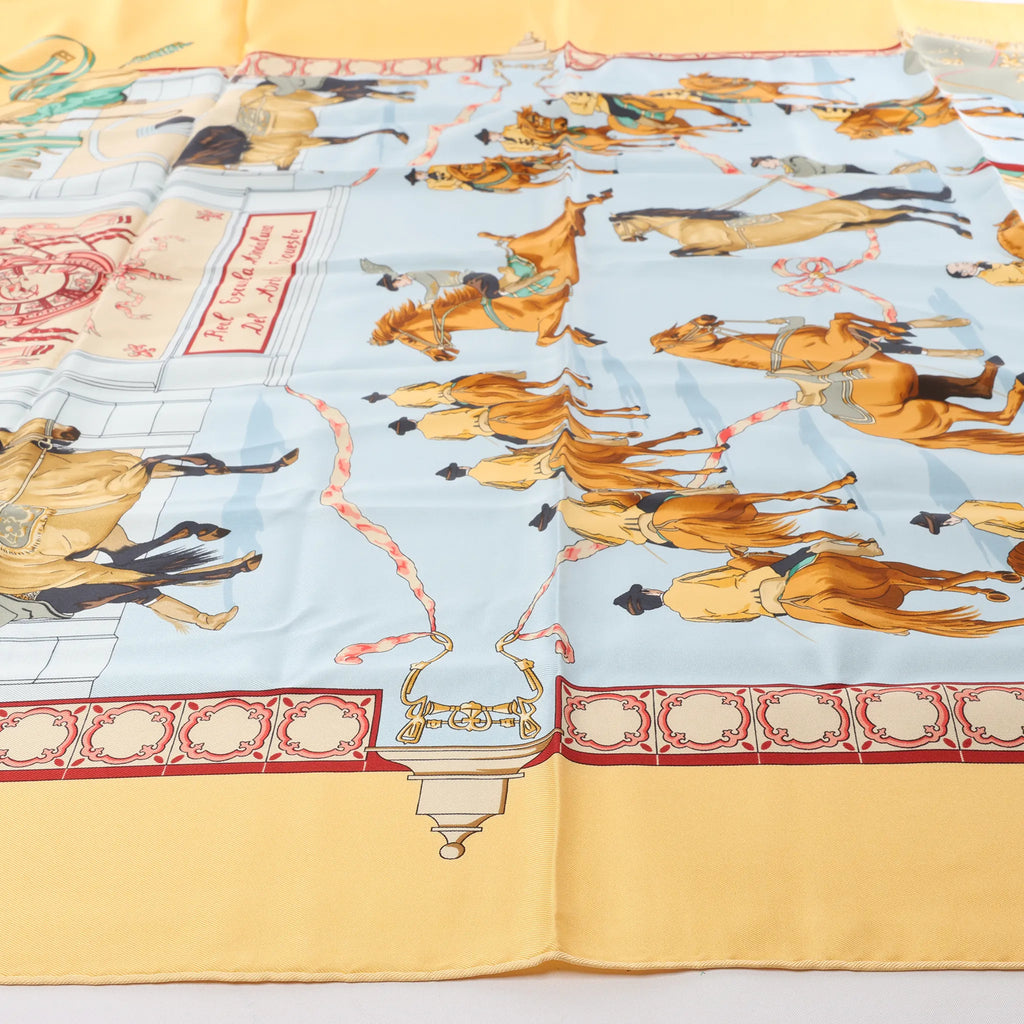 Hermès Carré 90 "Real Escuela Andaluza Del Arte Ecuestre" Silk handkerchief in Yellow