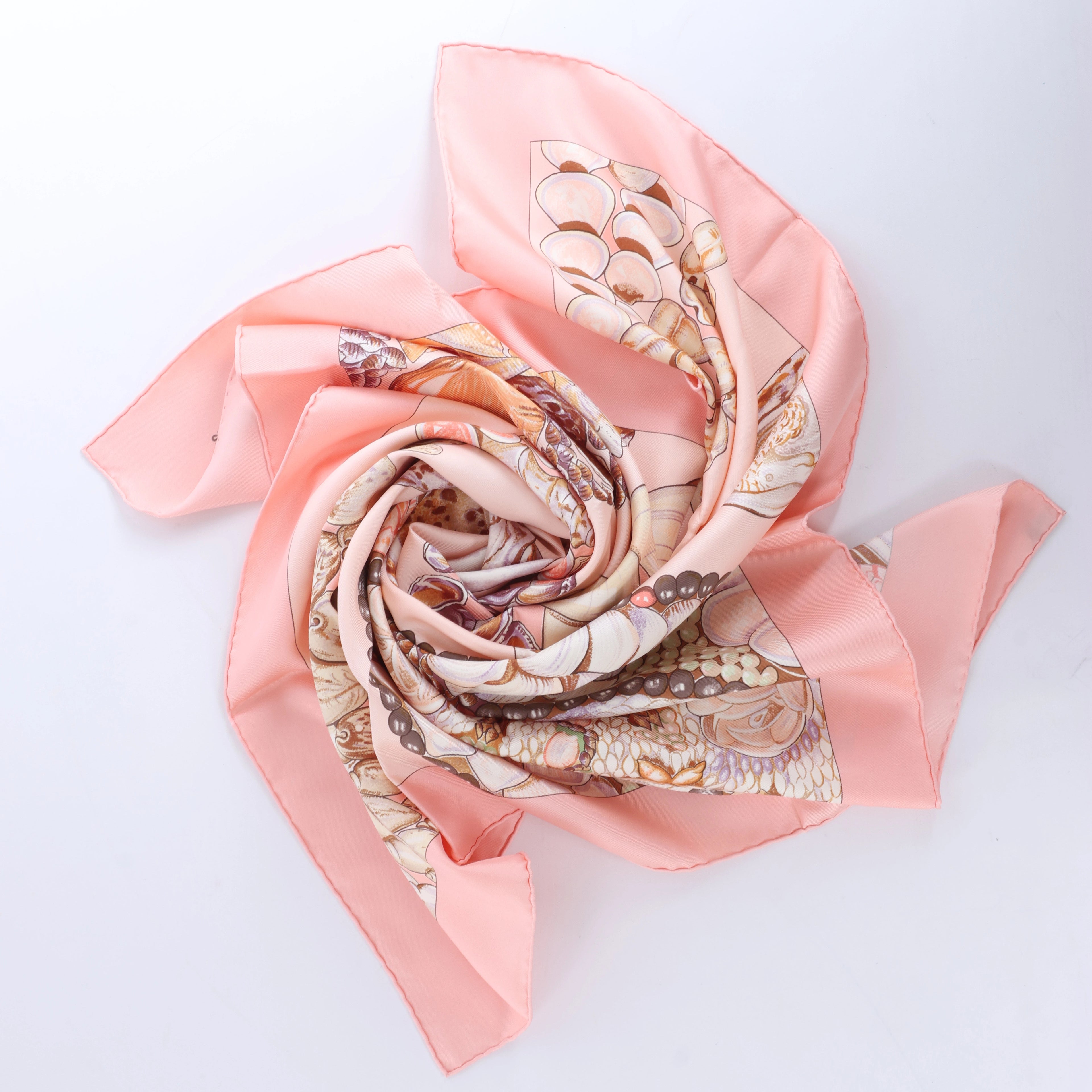 Hermès Carré 90 "Rocaille shells" Silk handkerchief in Pink