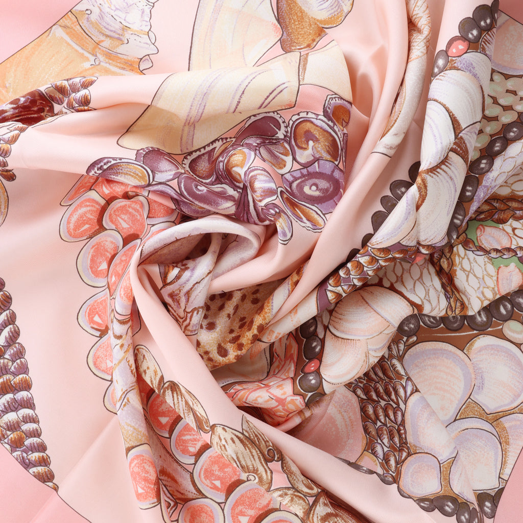 Hermès Carré 90 "Rocaille shells" Silk handkerchief in Pink