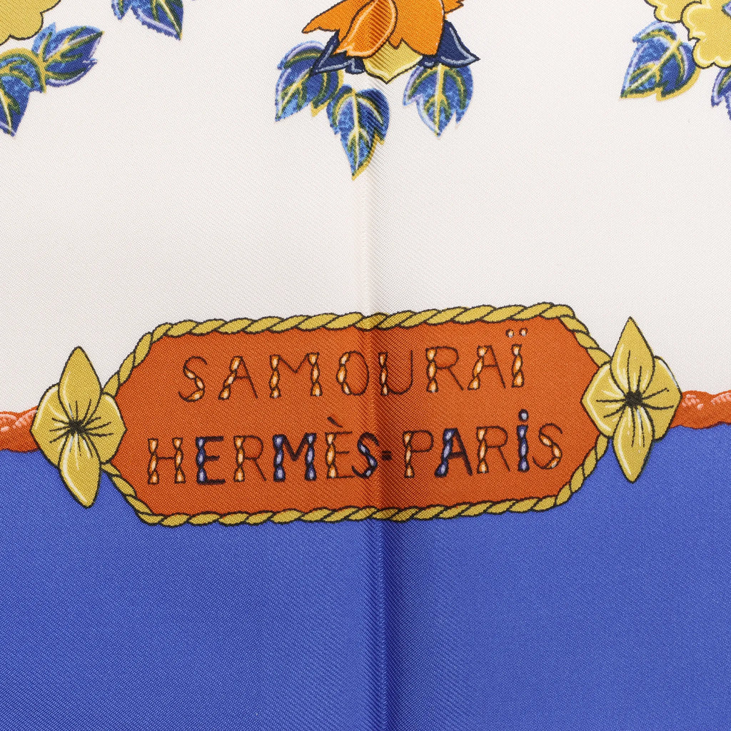 Hermès Carré 90 "SAMOURAI" Silk handkerchief in Blue