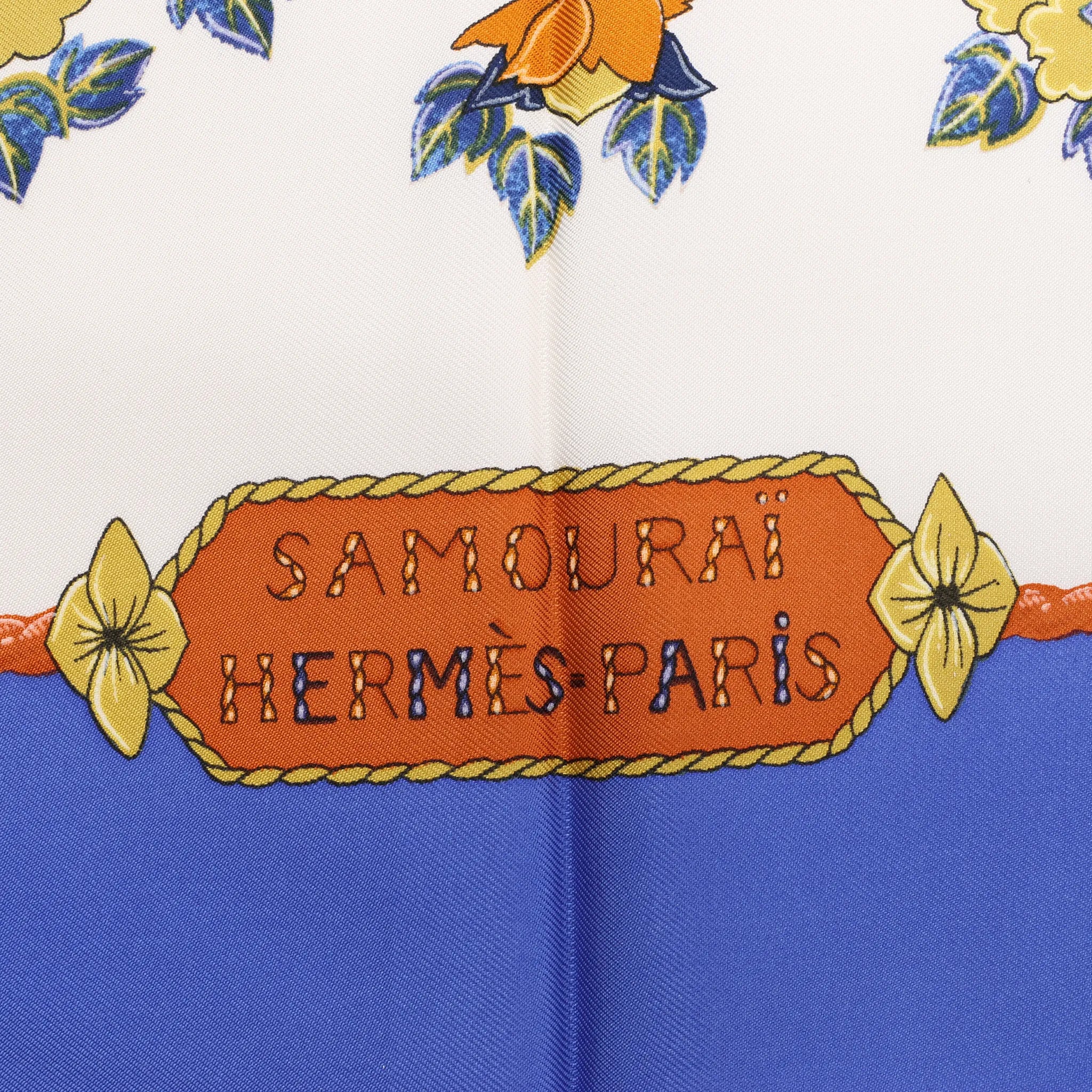 Hermès Carré 90 "SAMOURAI" Silk handkerchief in Blue