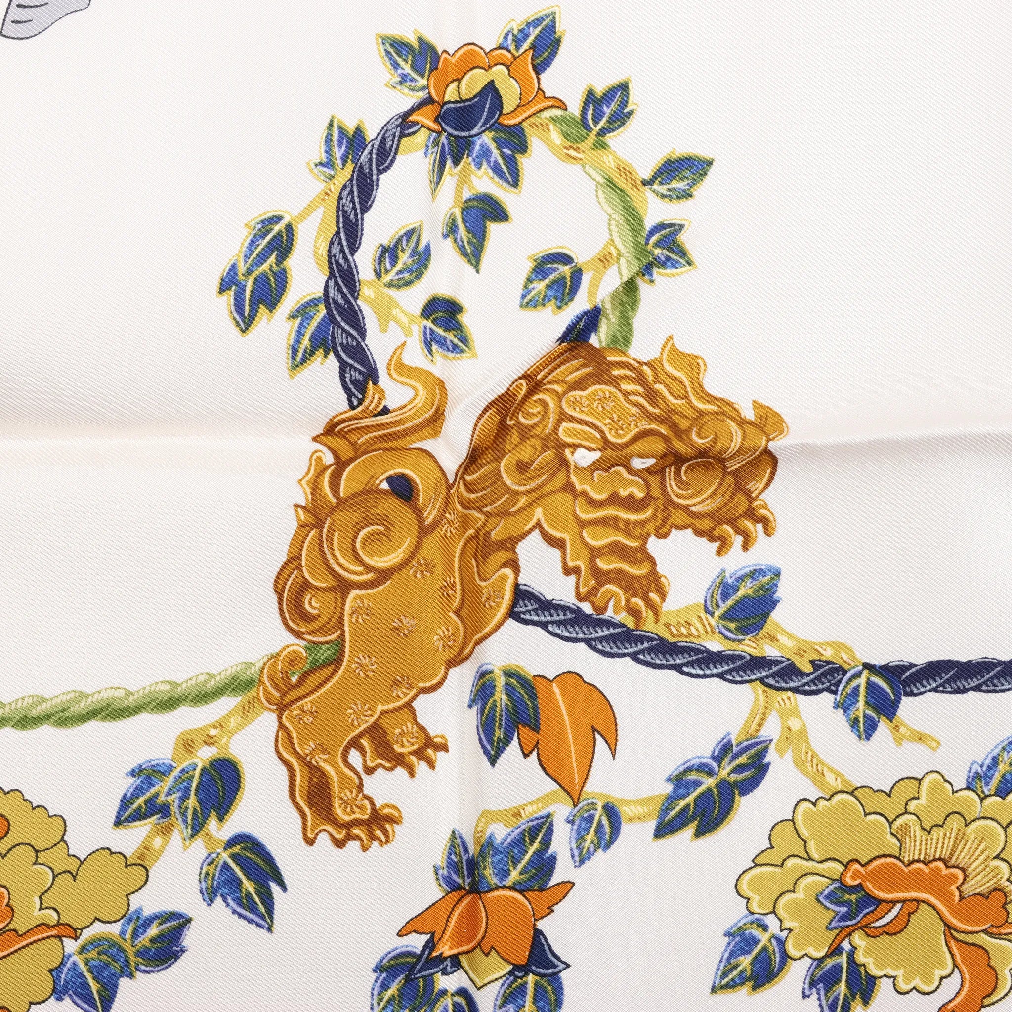 Hermès Carré 90 "SAMOURAI" Silk handkerchief in Blue