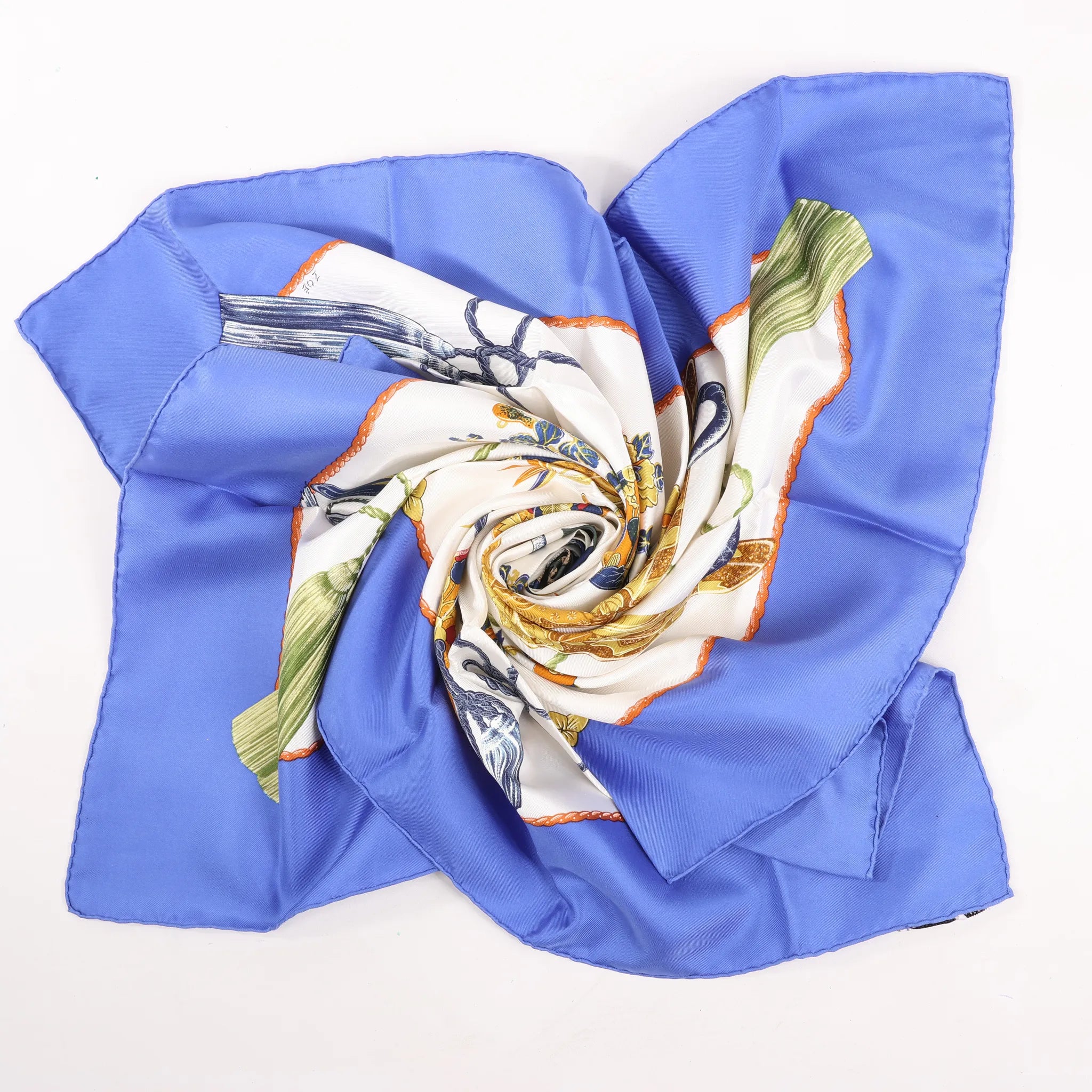 Hermès Carré 90 "SAMOURAI" Silk handkerchief in Blue