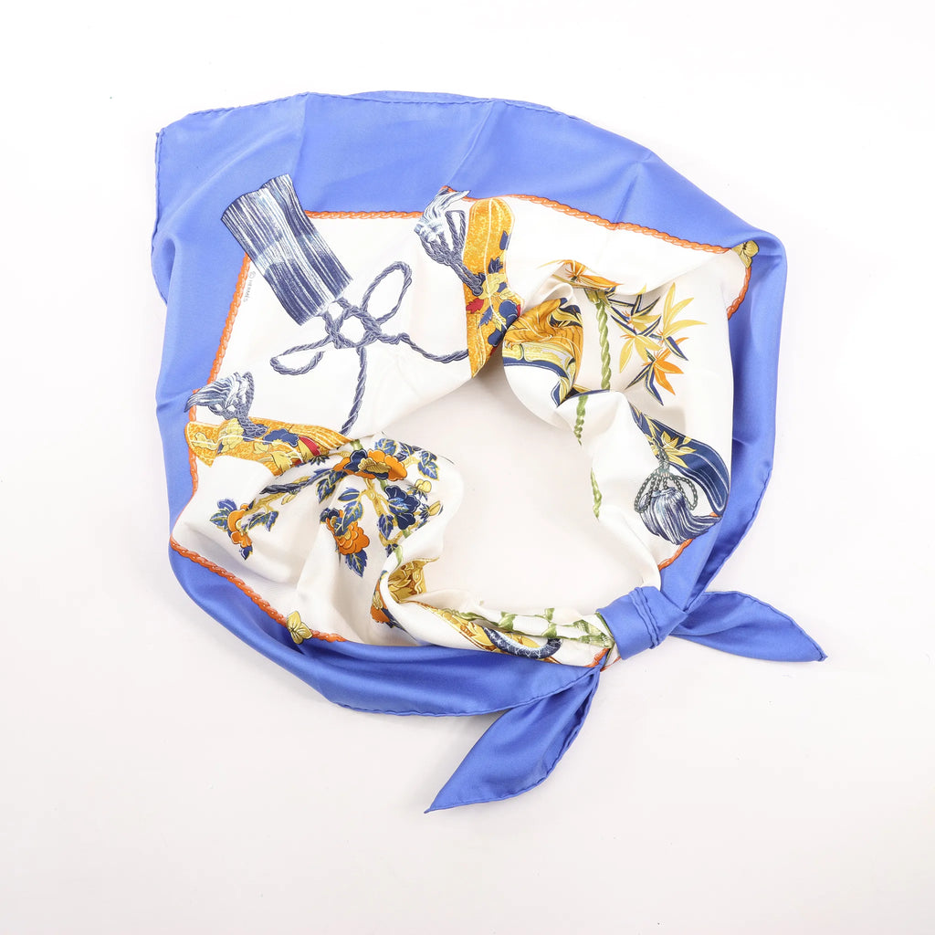 Hermès Carré 90 "SAMOURAI" Silk handkerchief in Blue