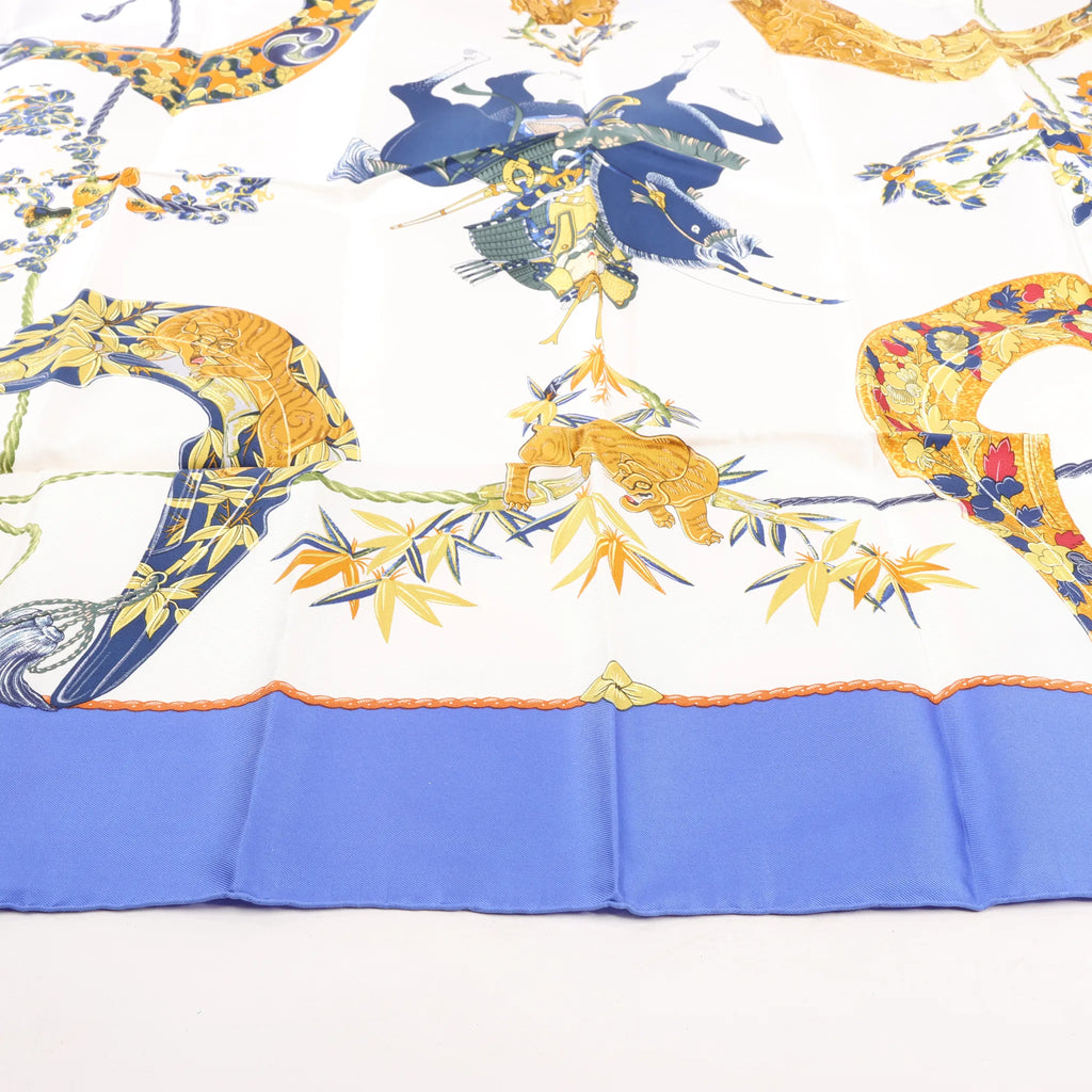 Hermès Carré 90 "SAMOURAI" Silk handkerchief in Blue