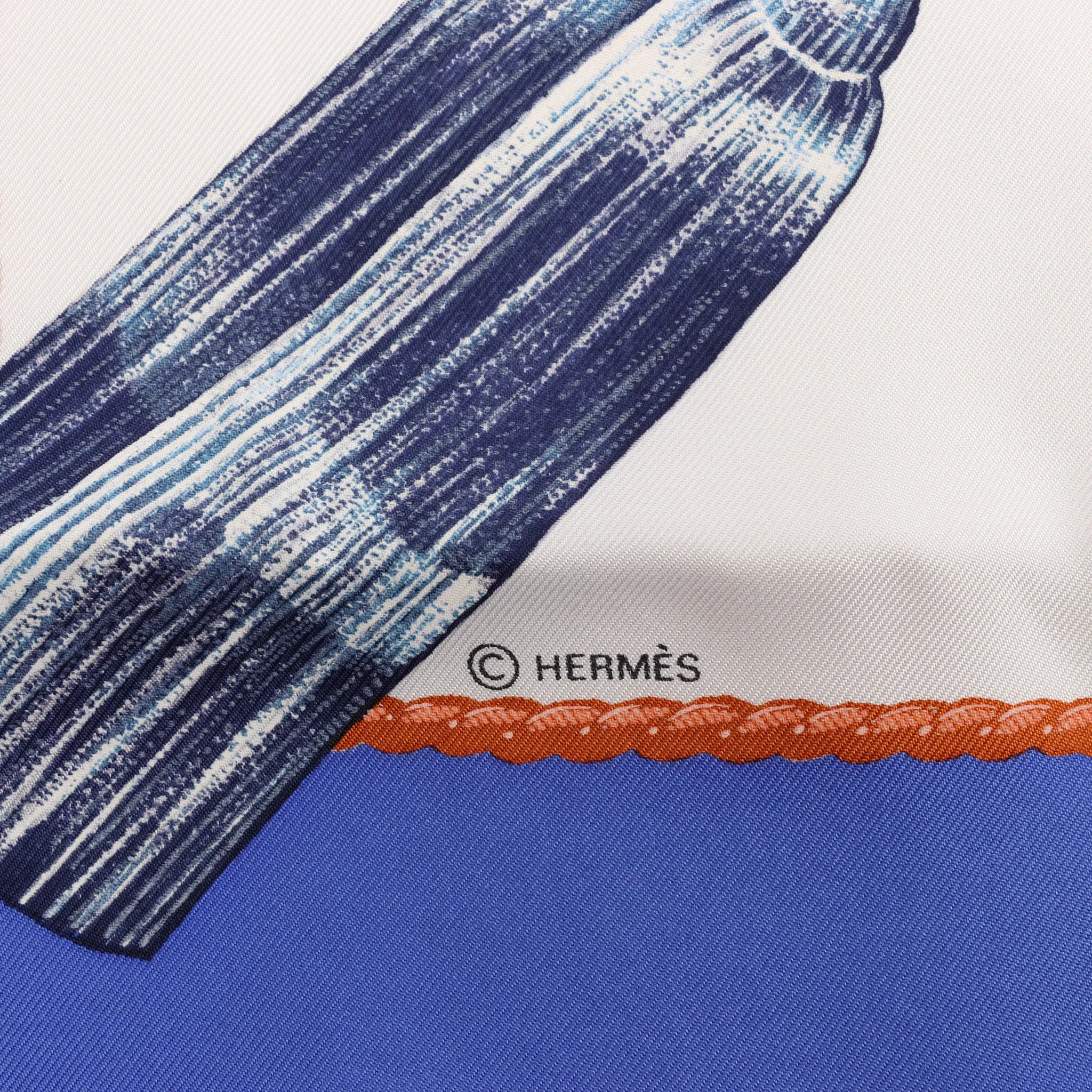 Hermès Carré 90 "SAMOURAI" Silk handkerchief in Blue
